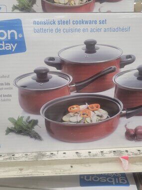 Brand-New In Box Gibson Everyday Casselman 7-Piece Nonstick Steel Cookware Set
